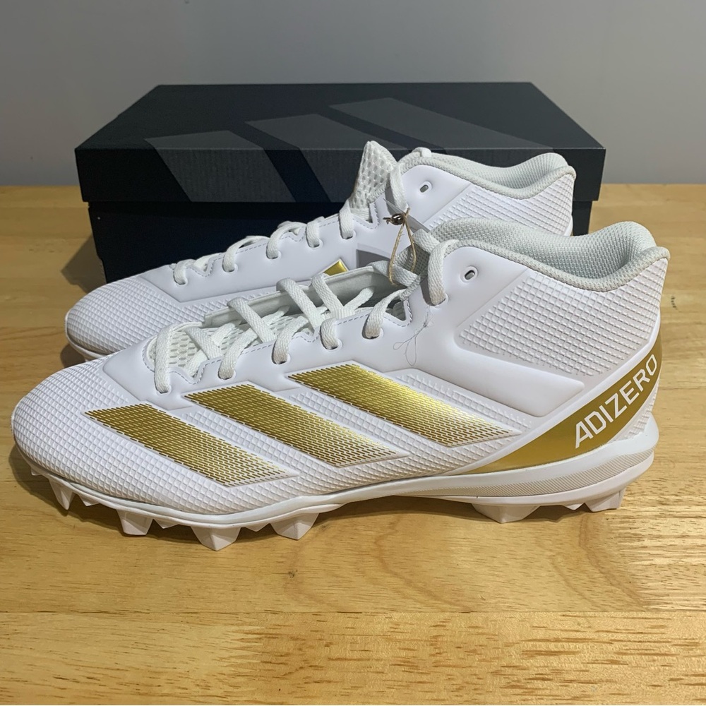 Adidas Adizero Impact.2 Molded IF5106 Boot Men White Gold Football Cleats Siz 13